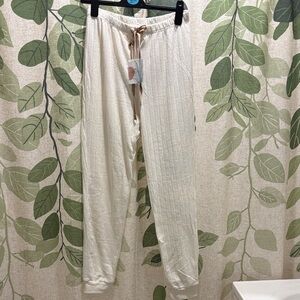 Blu Pepper Cream Textured Pants